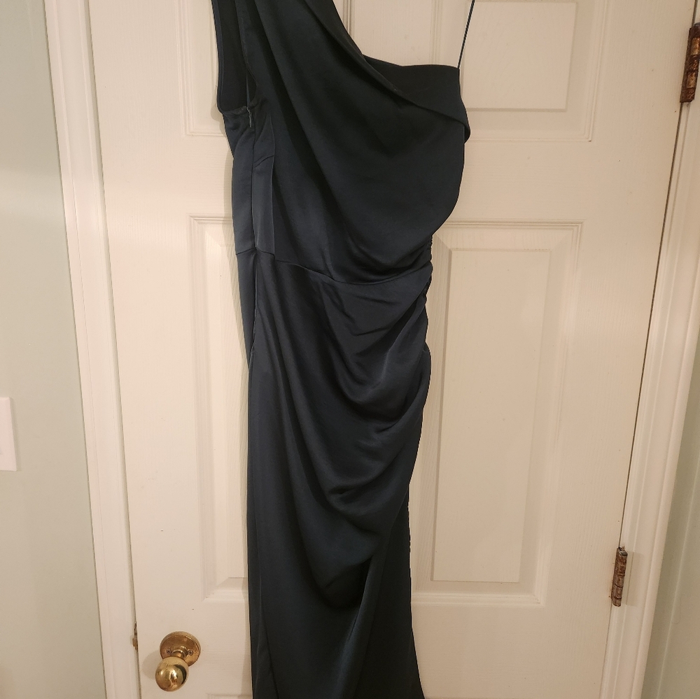 Mango Green Asymmetrical Ruched Sheath Dress - Picture 3 of 3